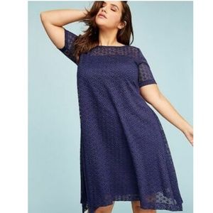 NWOT Blue A Line Swing Dress with Lace, size 26/28
